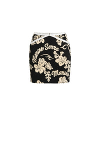 Jupe courte en jersey jacquard - Black