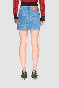 Moon Laser Blue Wash Denim Mini Skirt - Bleu