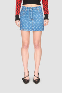 Jupe courte Moon Laser en denim - Bleu