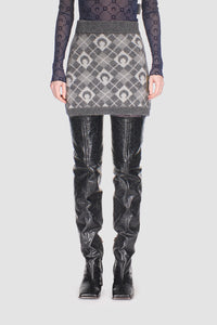 Moon Argyle Knit Mini Skirt - Gris