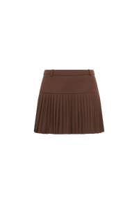 Virgin Wool Stretch Twill Mini Skirt - Marron