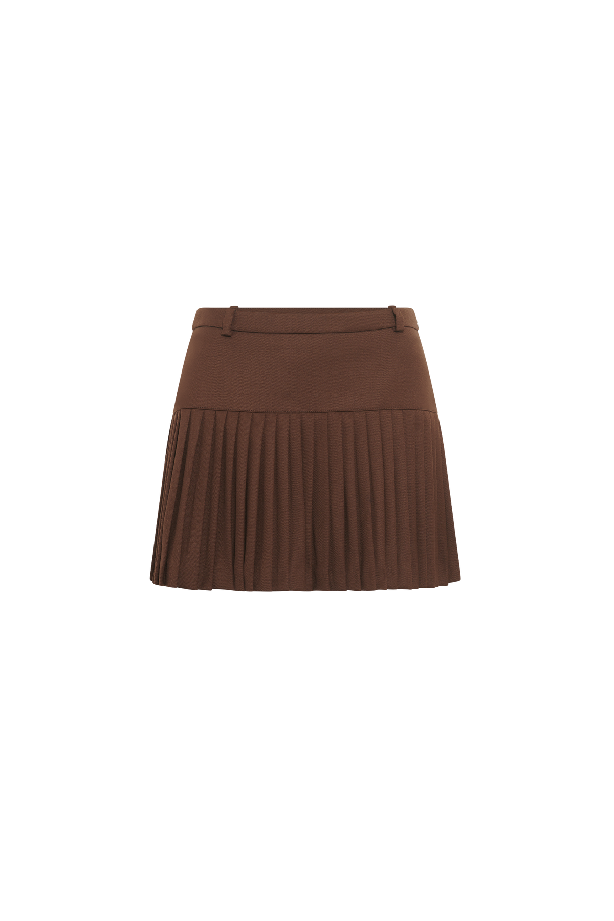 Virgin Wool Stretch Twill Mini Skirt - Marron