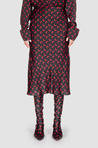 Jupe midi flou imprimée - Black & Red