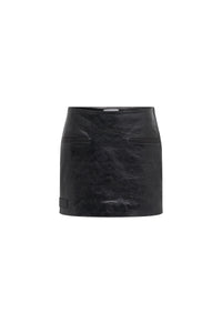 Jupe courte Glossy Moon en cuir - Noir
