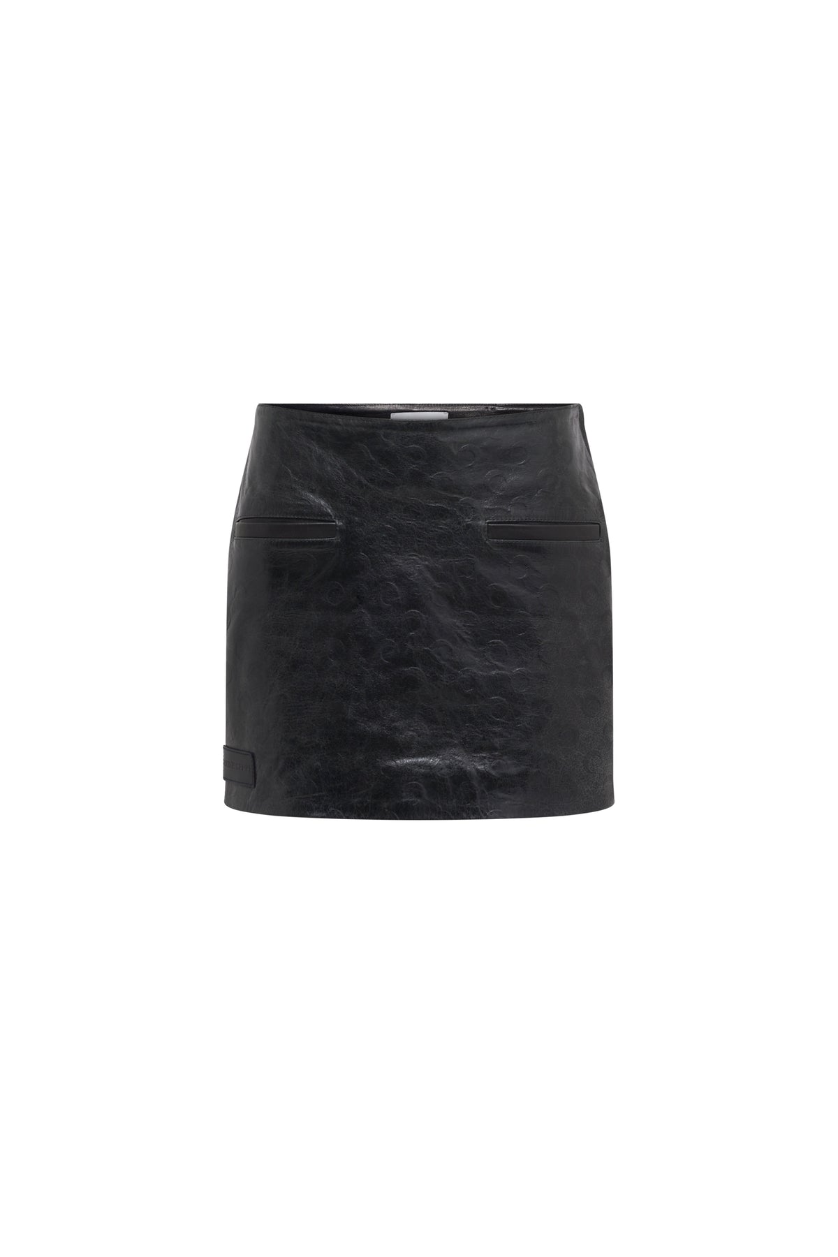 Jupe courte Glossy Moon en cuir - Noir