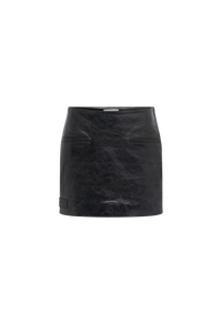 Glossy Moon Leather Mini Skirt - Noir