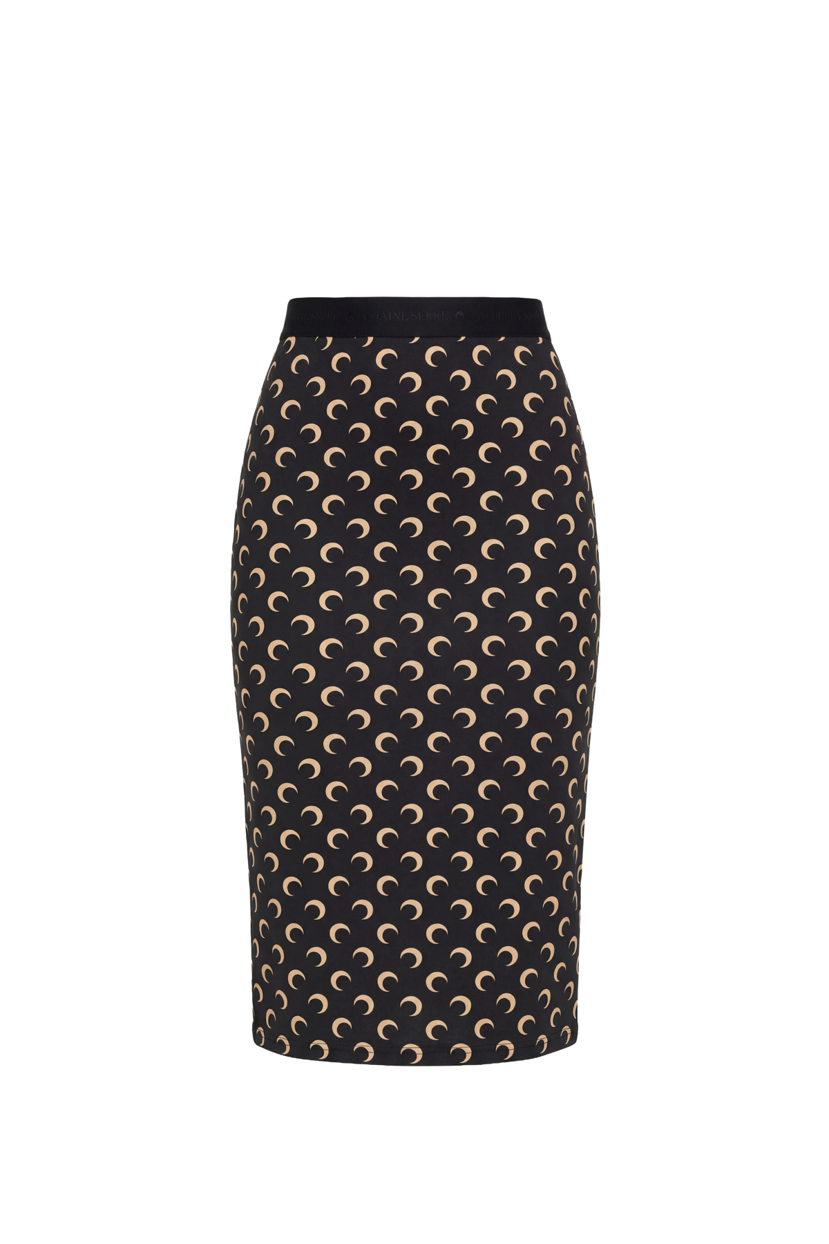 Moon Printed Jersey Knee Length Skirt - Camel