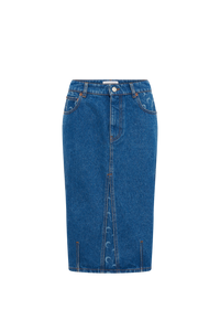 Moon Laser Blue Wash Denim Knee Length S - Bleu