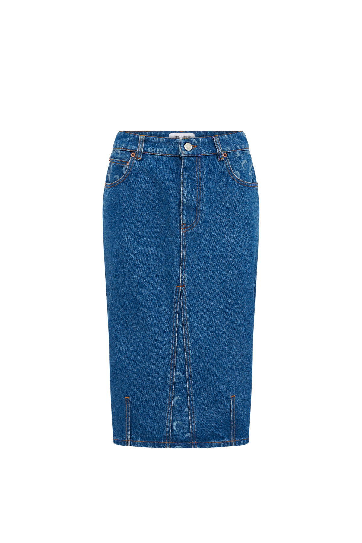 Moon Laser Blue Wash Denim Knee Length S - Bleu