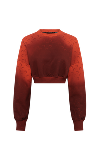 Moon Faded Fleece Cropped Sweatshirt - Rouge