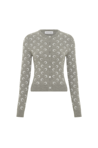 Moon Jacquard Knit Fitted Cardigan - Gris