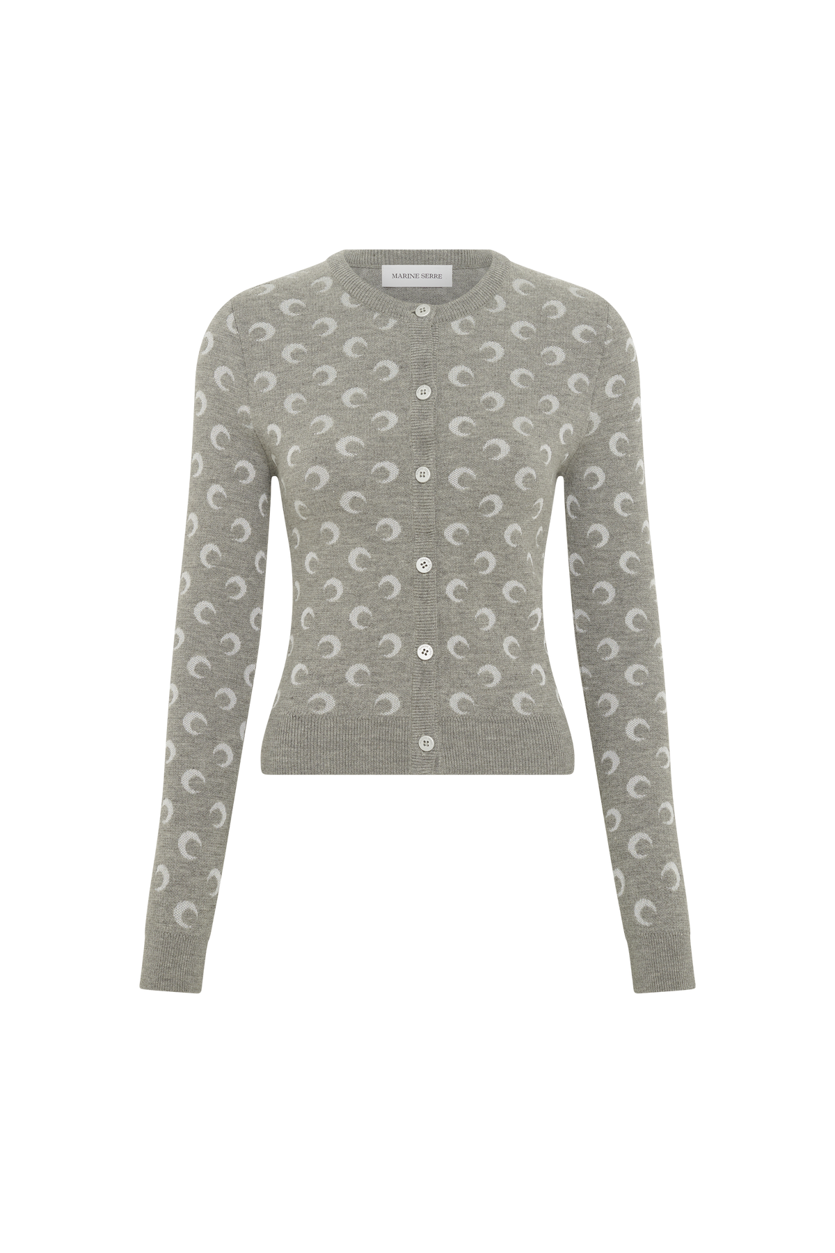 Moon Jacquard Knit Fitted Cardigan - Gris