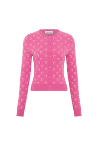 Moon Jacquard Knit Fitted Cardigan - Rose