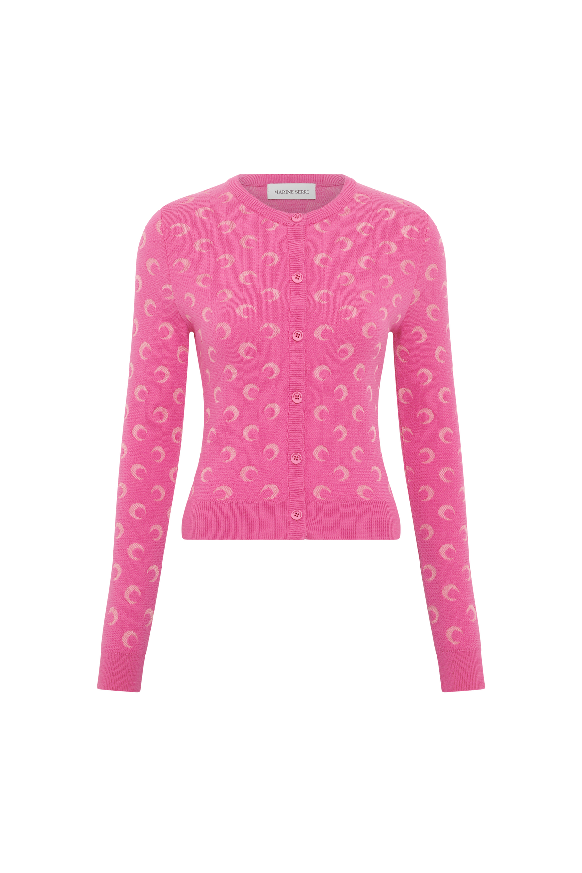 Moon Jacquard Knit Fitted Cardigan - Rose