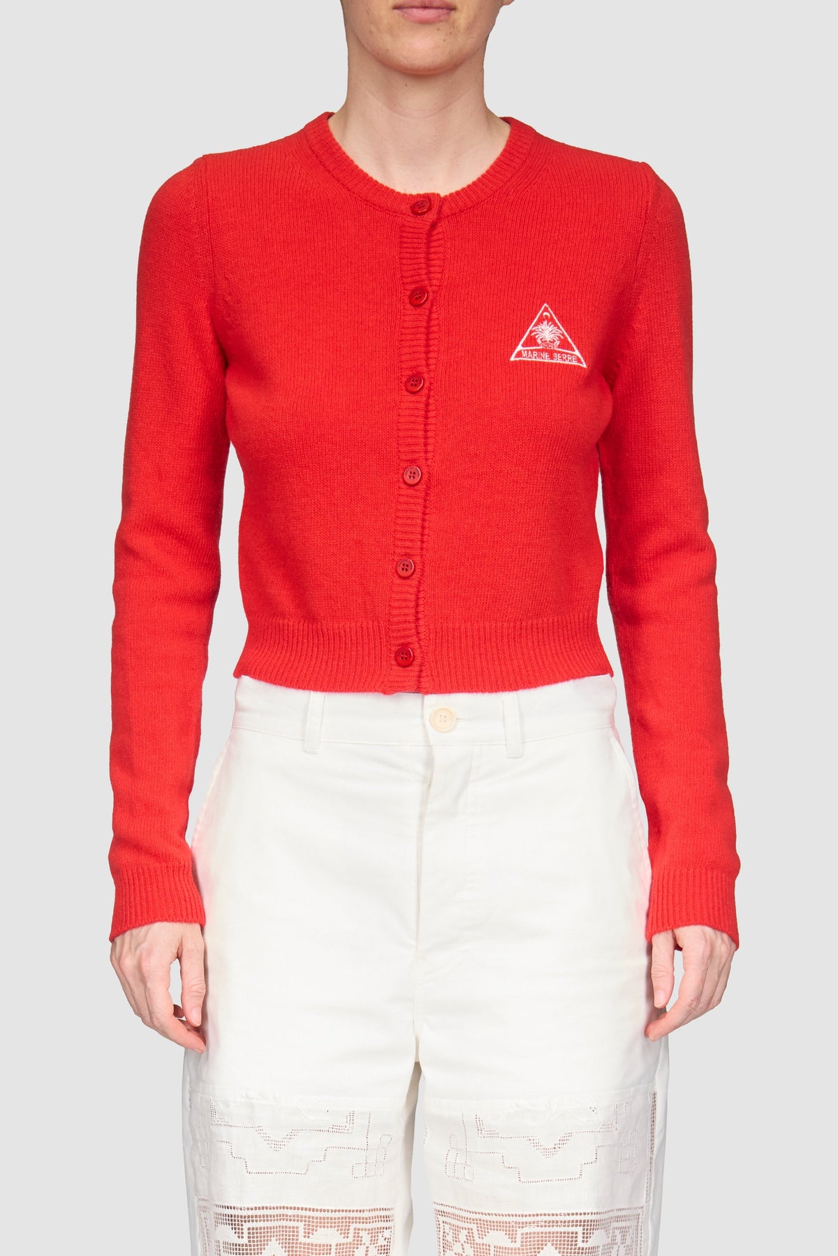 Clean Wool Knit Fitted Cardigan - Rouge