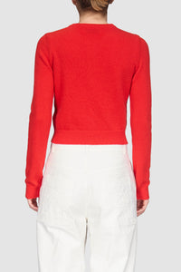 Clean Wool Knit Fitted Cardigan - Rouge