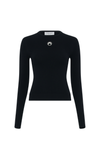 Moon Logo Knit Fitted Sweater - Noir