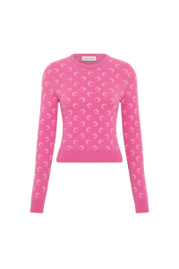 Moon Jacquard Knit Fitted Crewneck Sweat - Rose