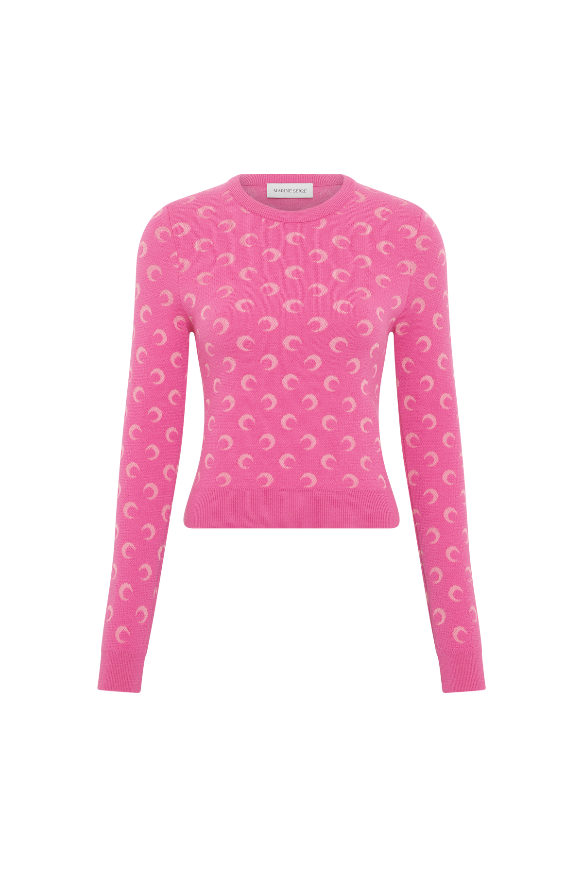Moon Jacquard Knit Fitted Crewneck Sweat - Rose