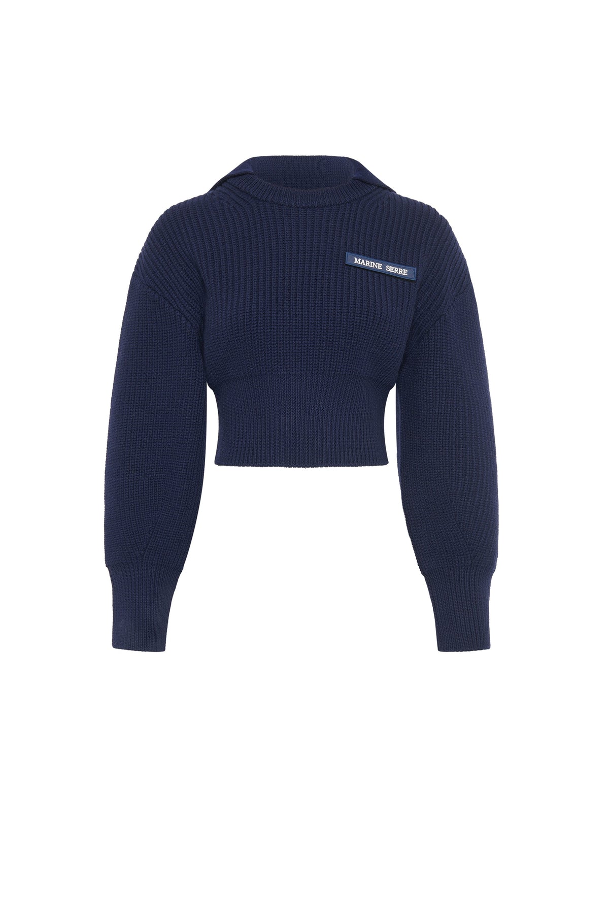 Pull court avec logo en laine - Navy
