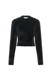 Wild Fluffy Knit Fitted Crewneck Sweater - Noir