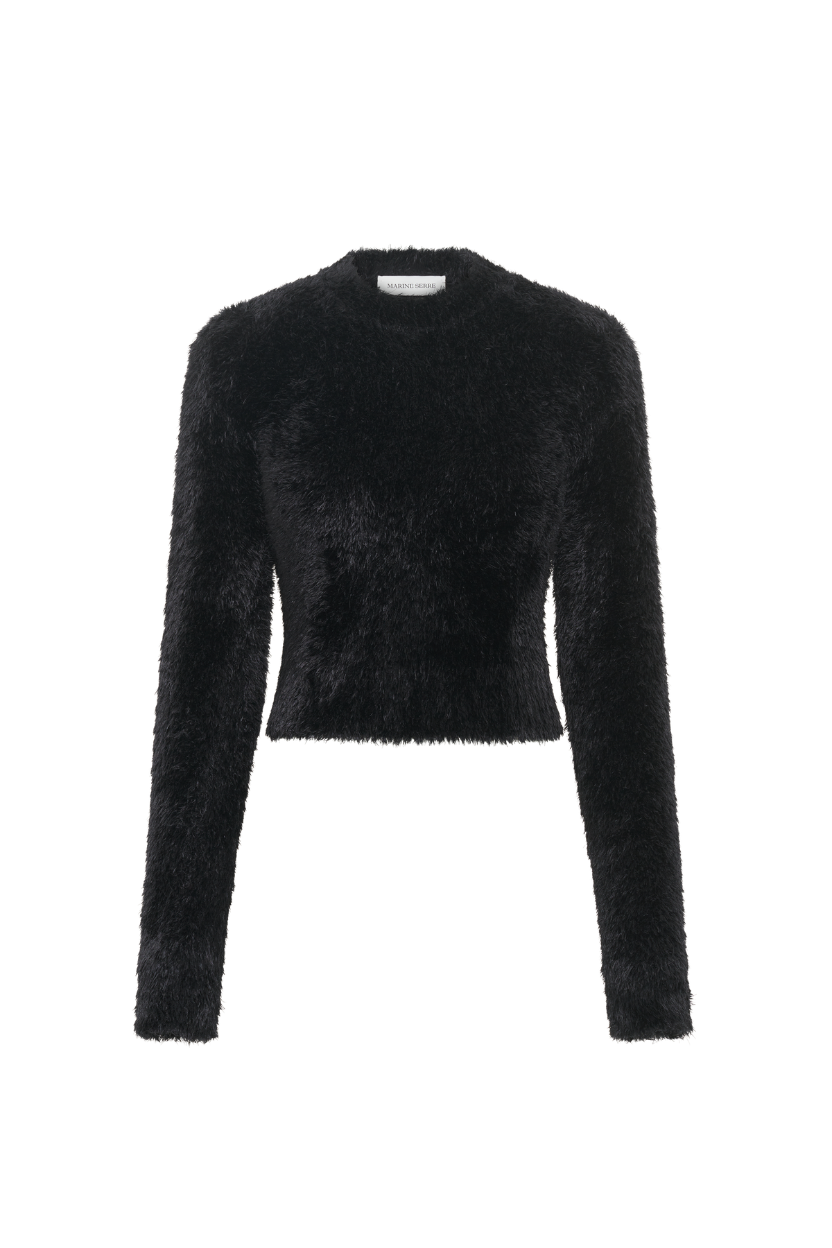 Wild Fluffy Knit Fitted Crewneck Sweater - Noir