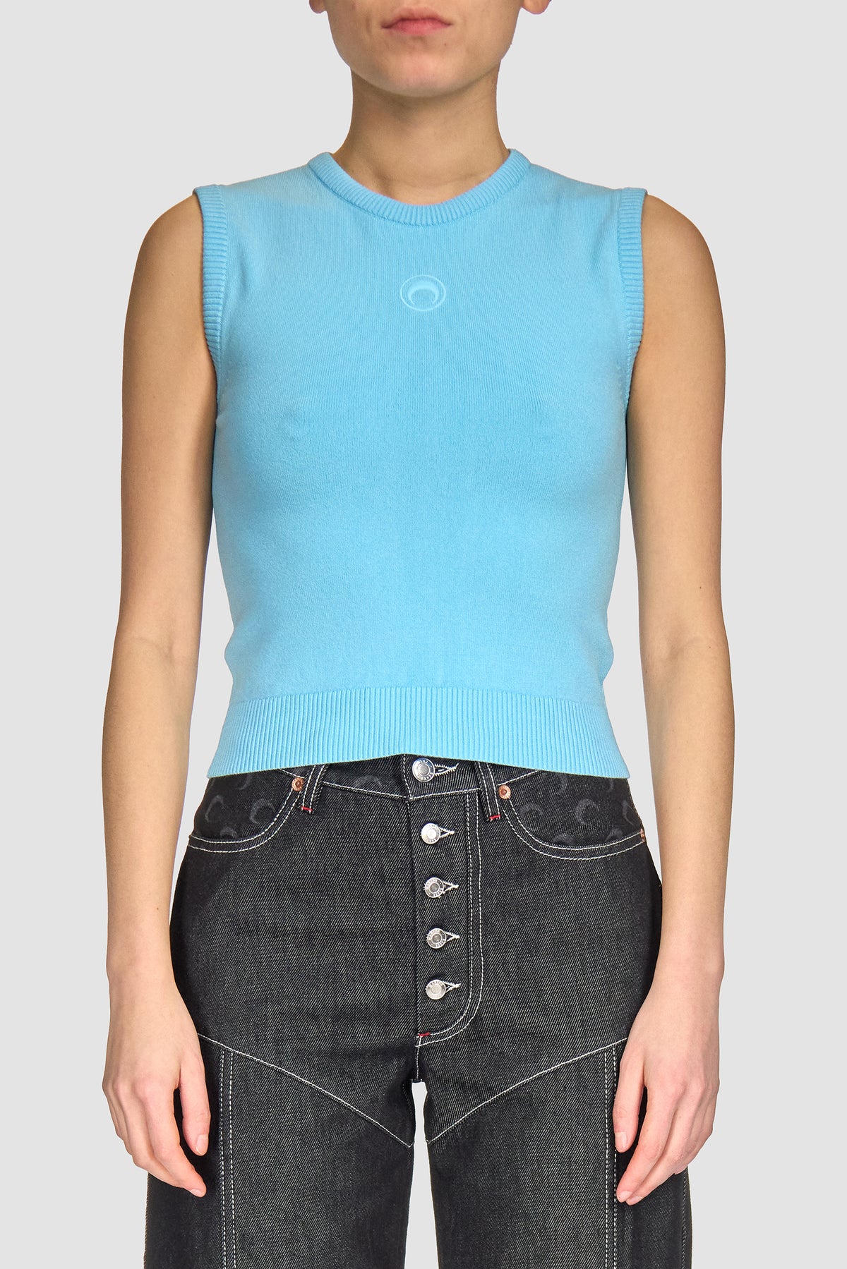 Moon Logo Knit Vest - Bleu
