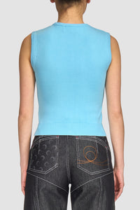 Moon Logo Knit Vest - Bleu