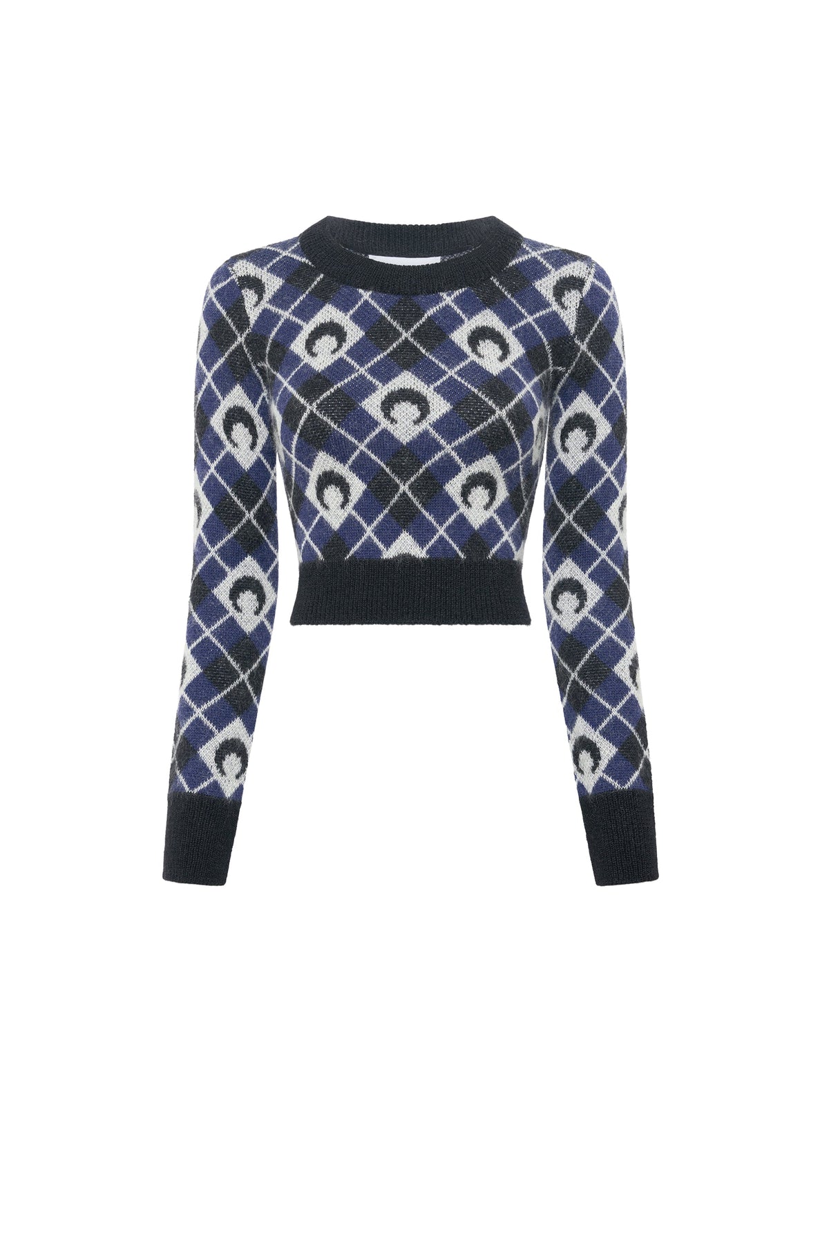 Pull court en laine à carreaux Moon - Black