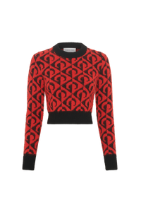 Moon Lozenge Knit Cropped Sweater - Multicolore