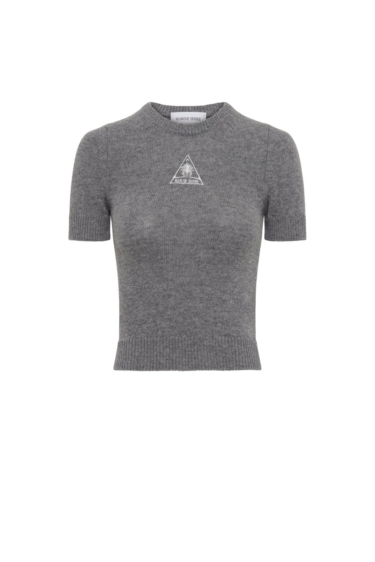 T-shirt court en jacquard de laine - Dark Grey