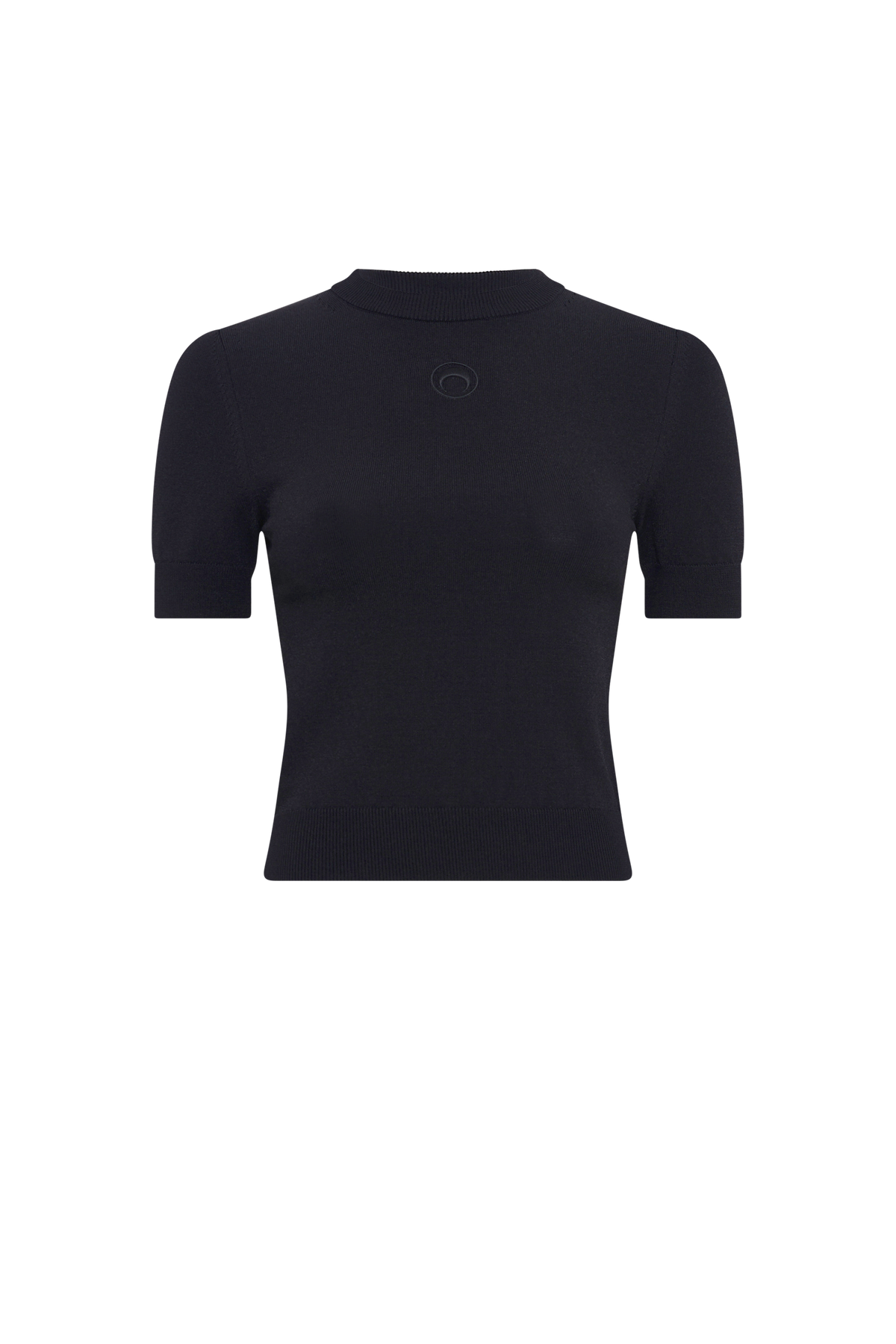 Moon Logo Knit Ss Crewneck Sweater - Noir