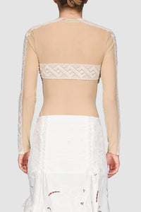 Regenerated Crochet Embellished Top - Écru