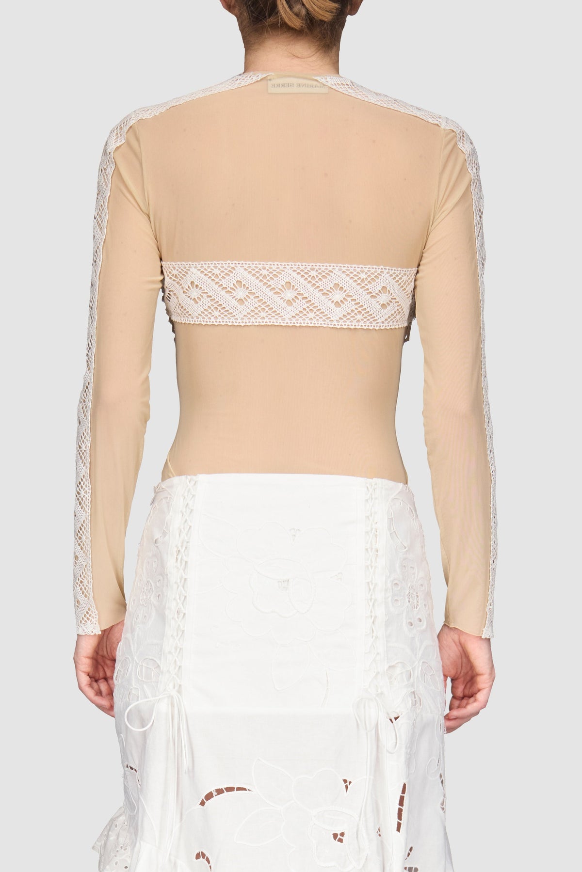 Regenerated Crochet Embellished Top - Écru