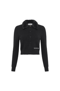 Cardigan court en laine - Noir