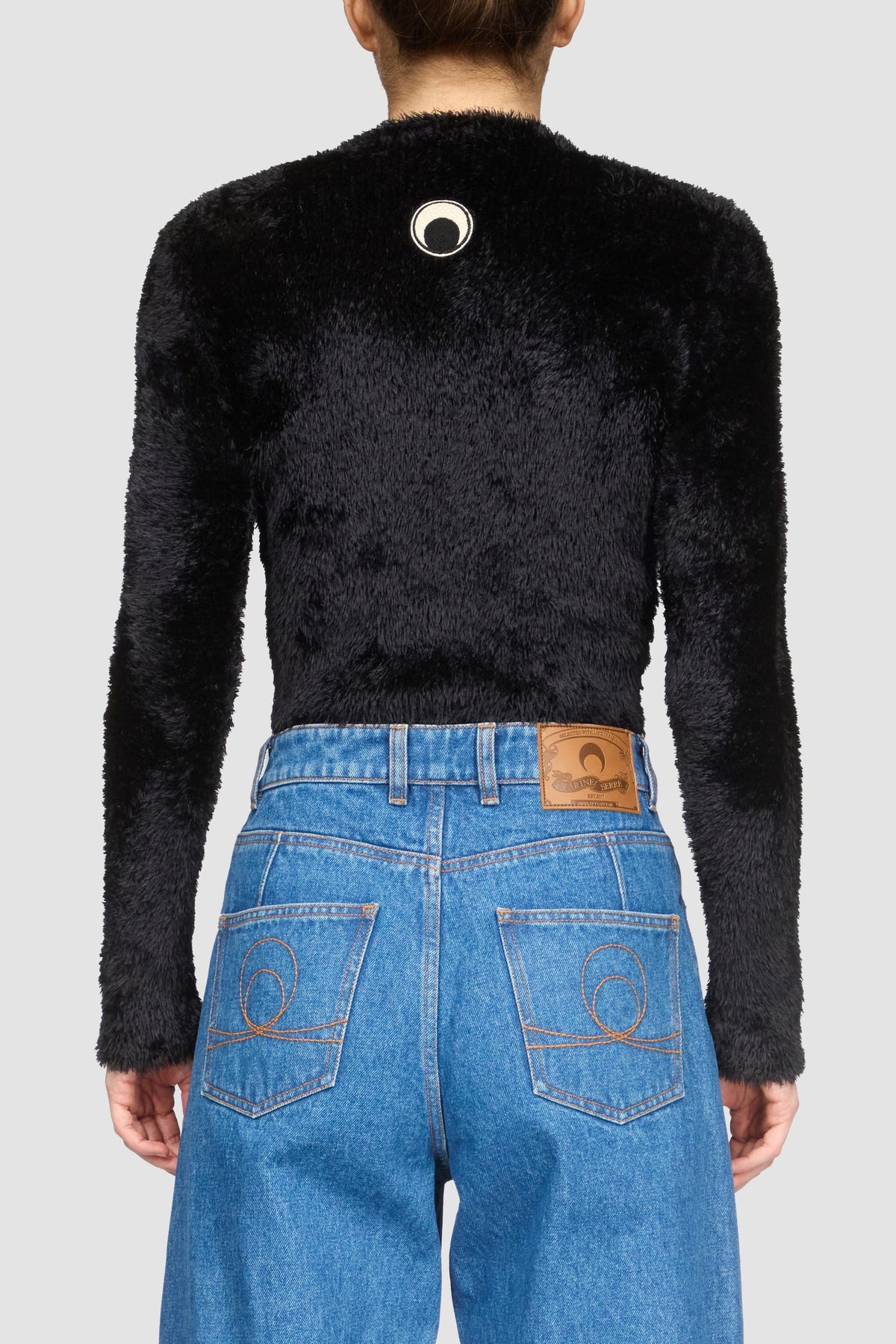 Wild Fluffy Knit Cropped Cardigan - Noir