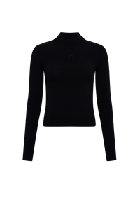 Moon Logo Knit Ls Highneck Top - Noir