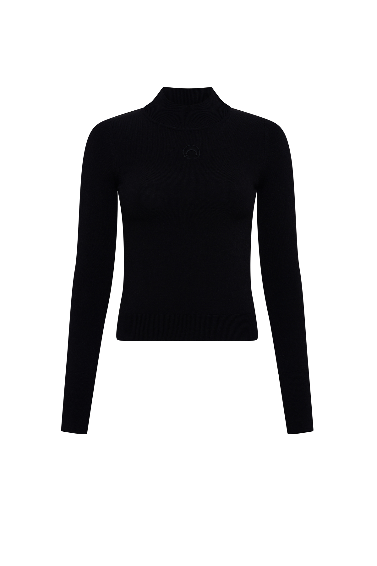 Moon Logo Knit Ls Highneck Top - Noir