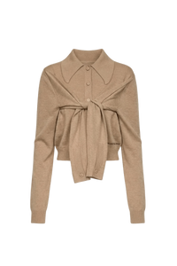 Hybrid Knit Wrapped Cardigan - Beige