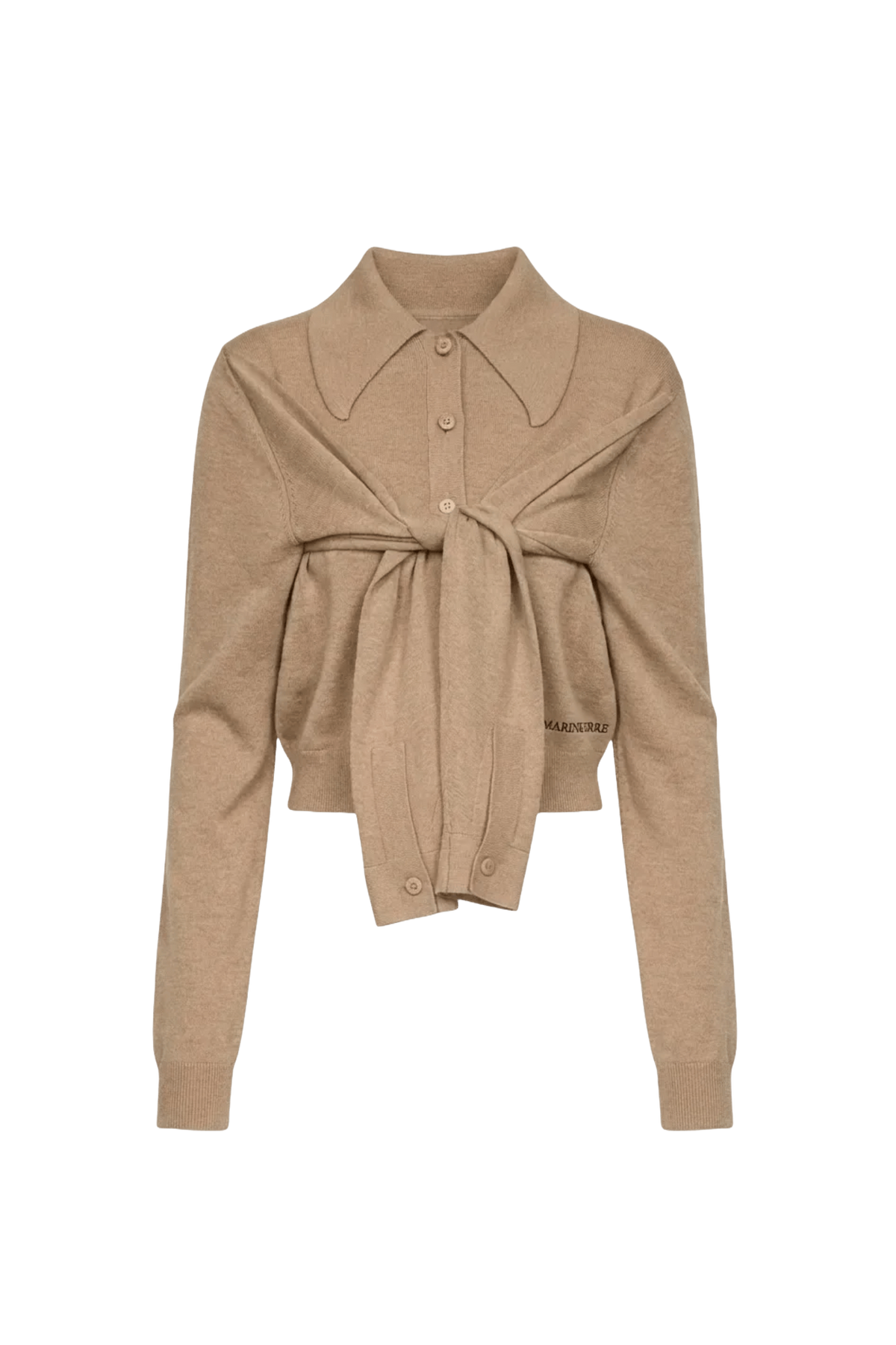 Hybrid Knit Wrapped Cardigan - Beige