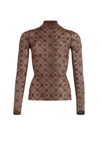 Recycled Mesh Flock Ls Highneck Top - Marron