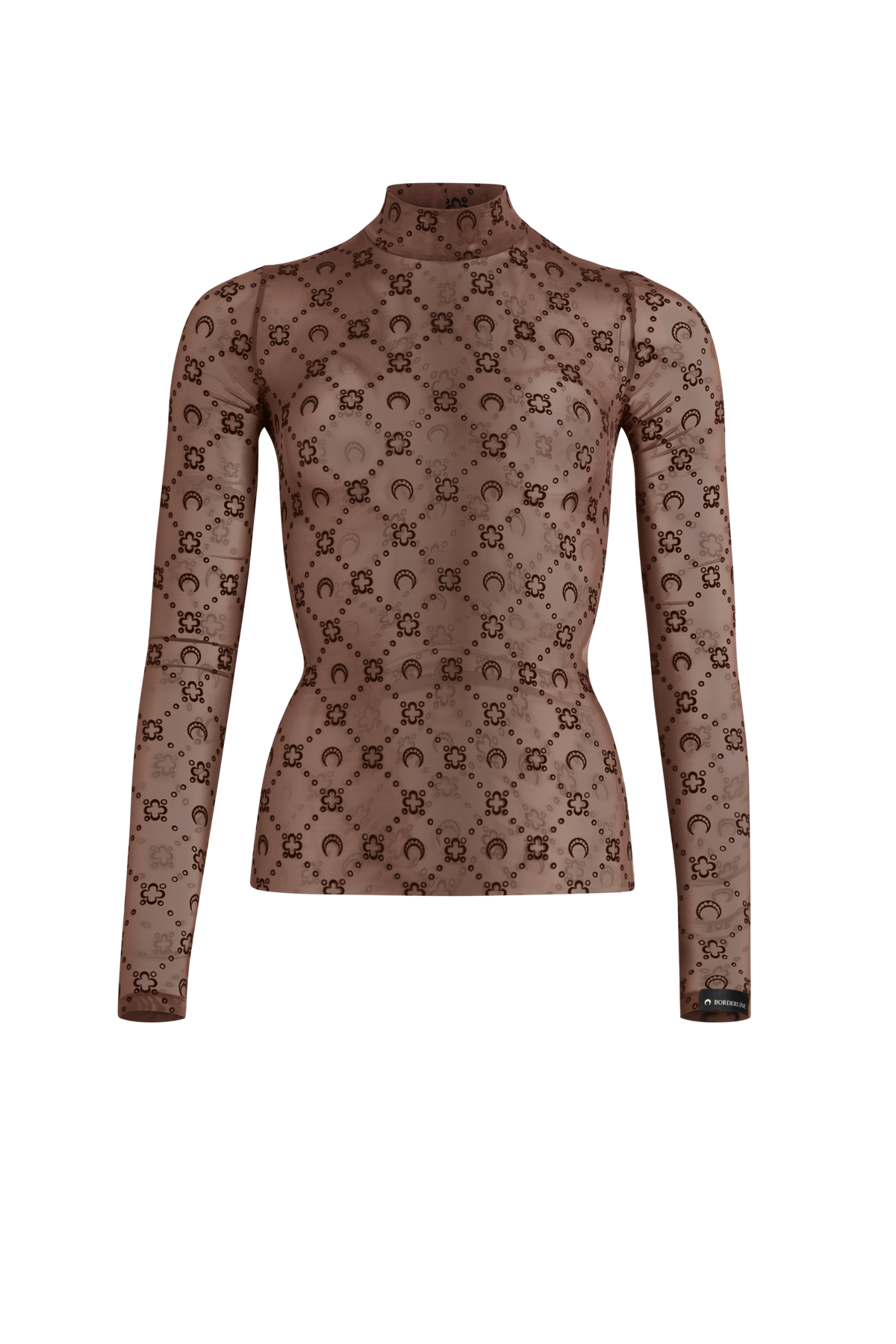 Recycled Mesh Flock Ls Highneck Top - Marron