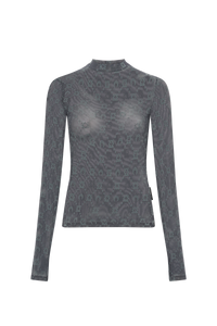 Recycled Mesh Flock Ss Highneck Top - Gris