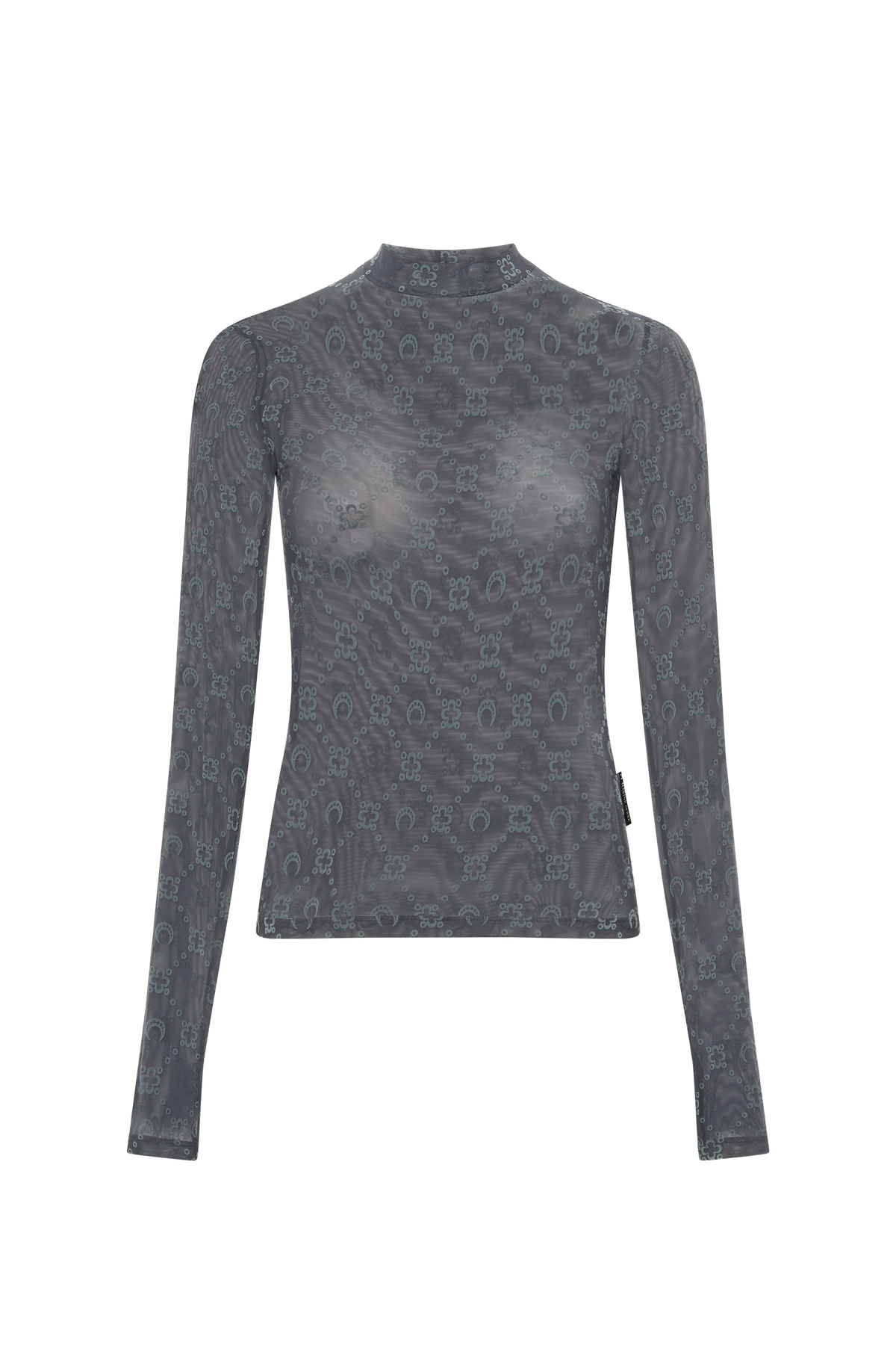 Recycled Mesh Flock Ss Highneck Top - Gris