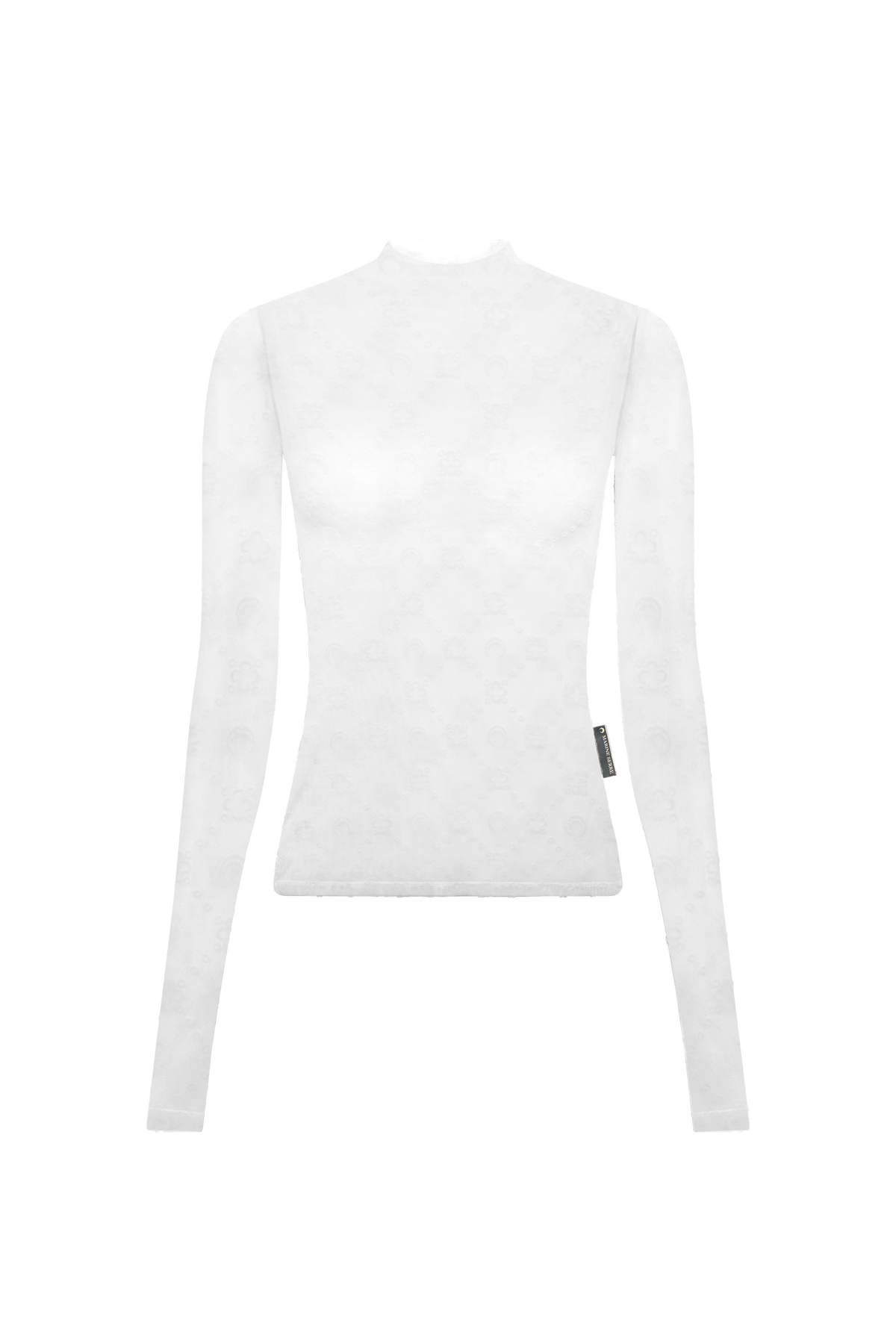 Recycled Mesh Flock Ss Highneck Top - Écru