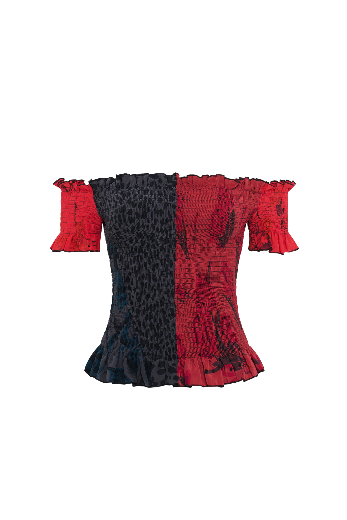 Top ajusté à foulards froncés en soie Upcyclé - Red
