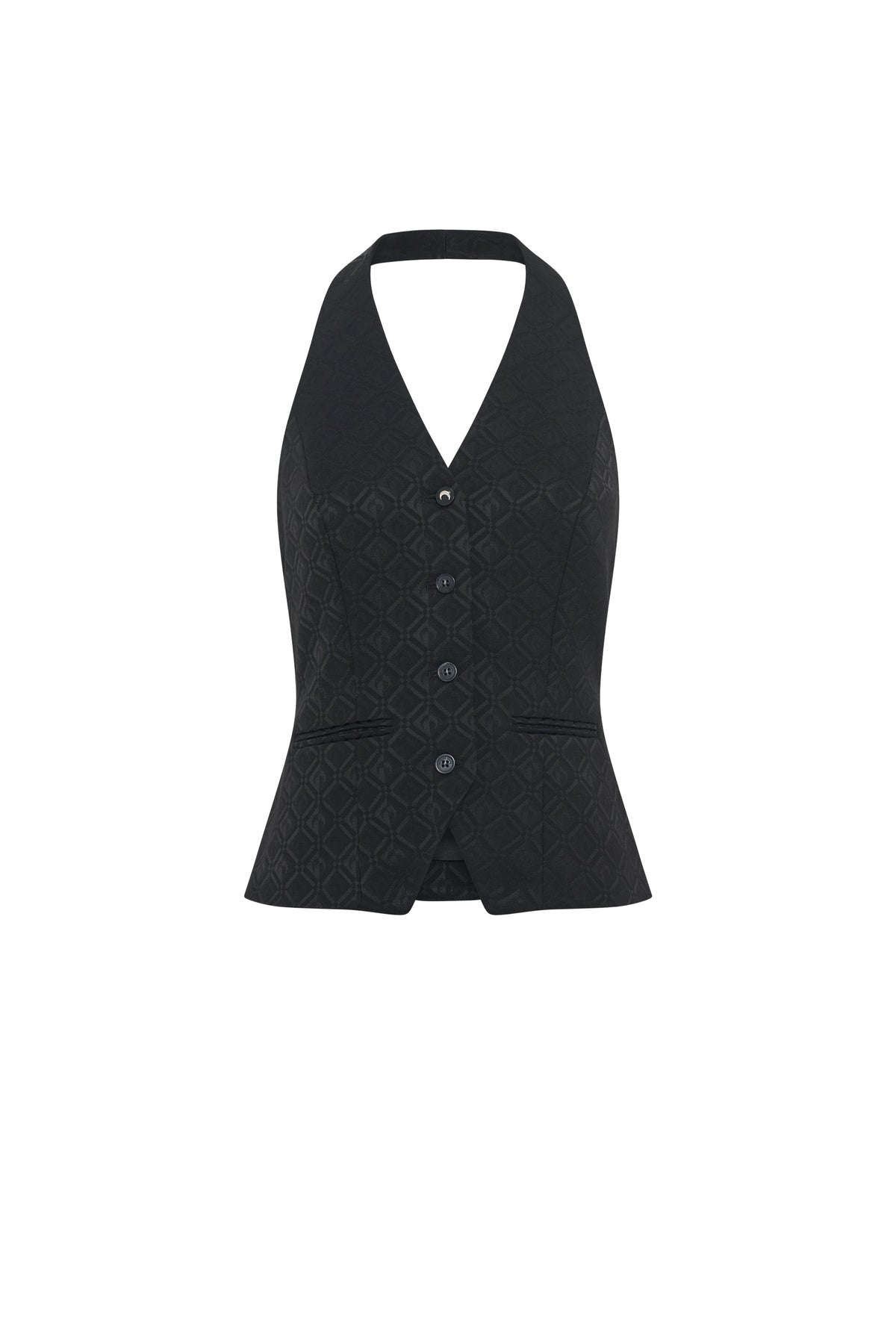 Top dos nus habillé en jacquard Moon Diamant - Black