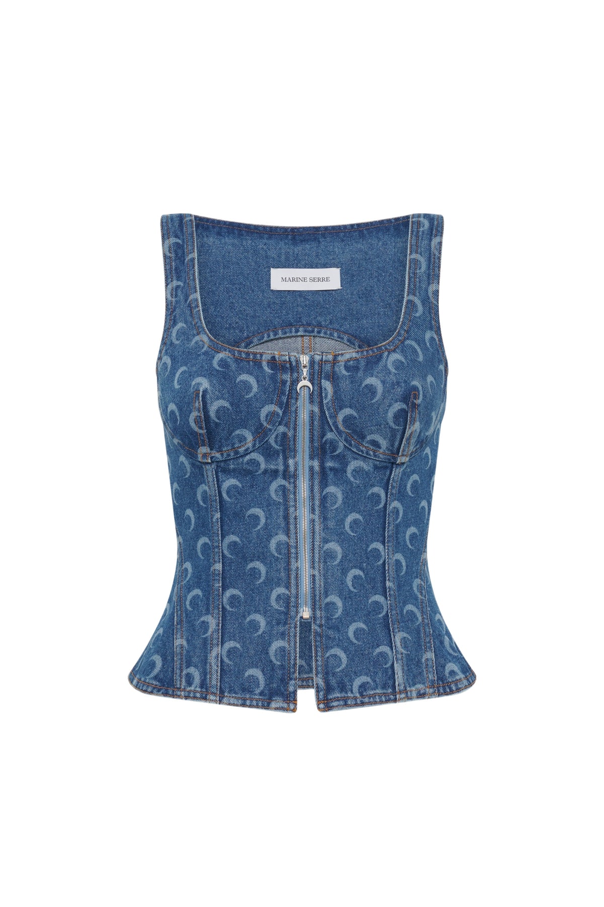 Top corset Moon Laser en denim - Bleu