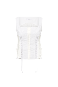 Upcycled Household Linen Corset Top - Blanc