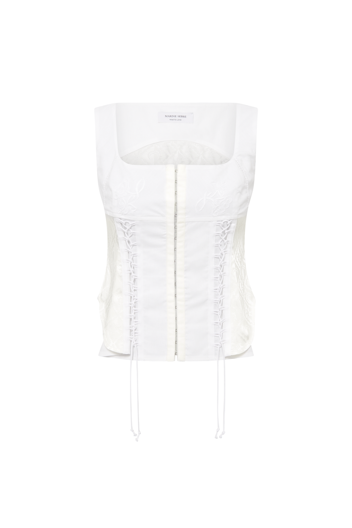 Upcycled Household Linen Corset Top - Blanc